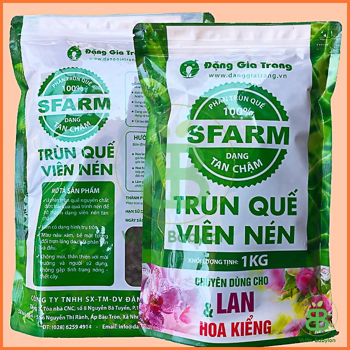 Phân Trùn Quế Sfarm Viên Nén 1kg bón cho nhiều loai cây, an toan cho rễ, dinh dưỡng dễ hấp thụ